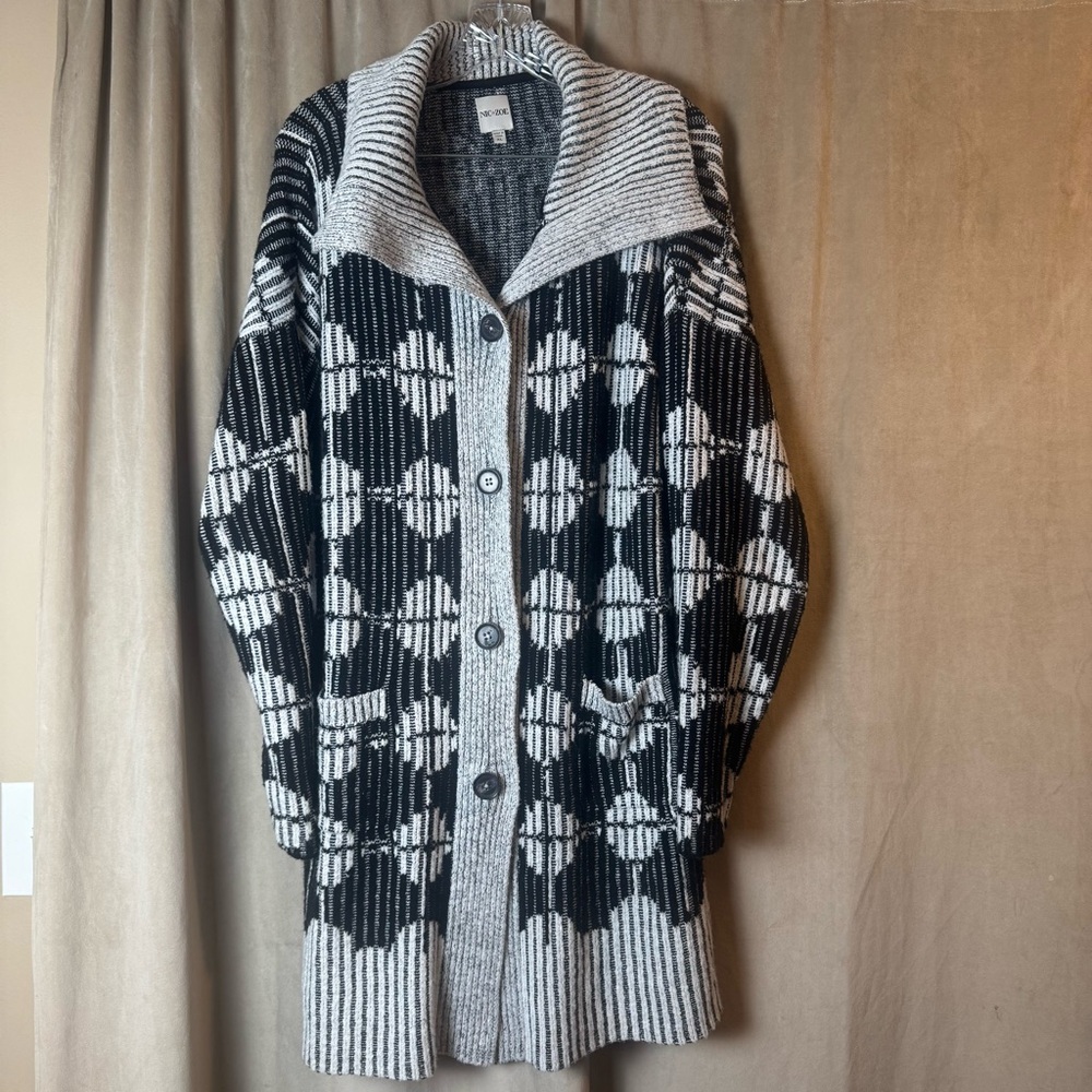 NIC+ZOE Black and White Patterned Cardigan